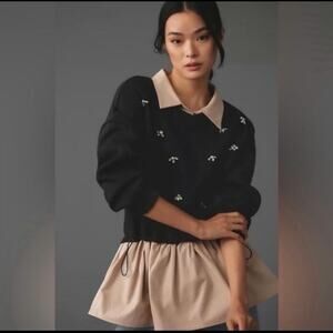 Maeve by Anthropologie Embellished Twofer Pullover. Size M. Retails $138